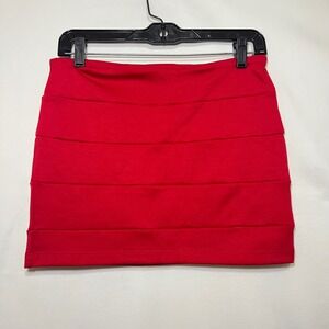 Red Bandage Mini Skirt Women S Tiered Party Clubwear Bodycon Sexy Retro Micro